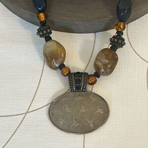 Chico's Amber, Brown & Glass Beads Necklace